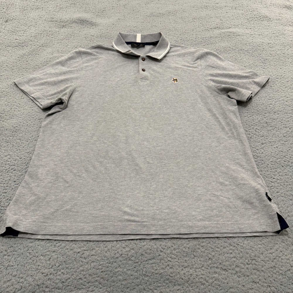 Ted Baker Polo Shirt Mens Size 6 XXL Grey Pique Embroidered Logo